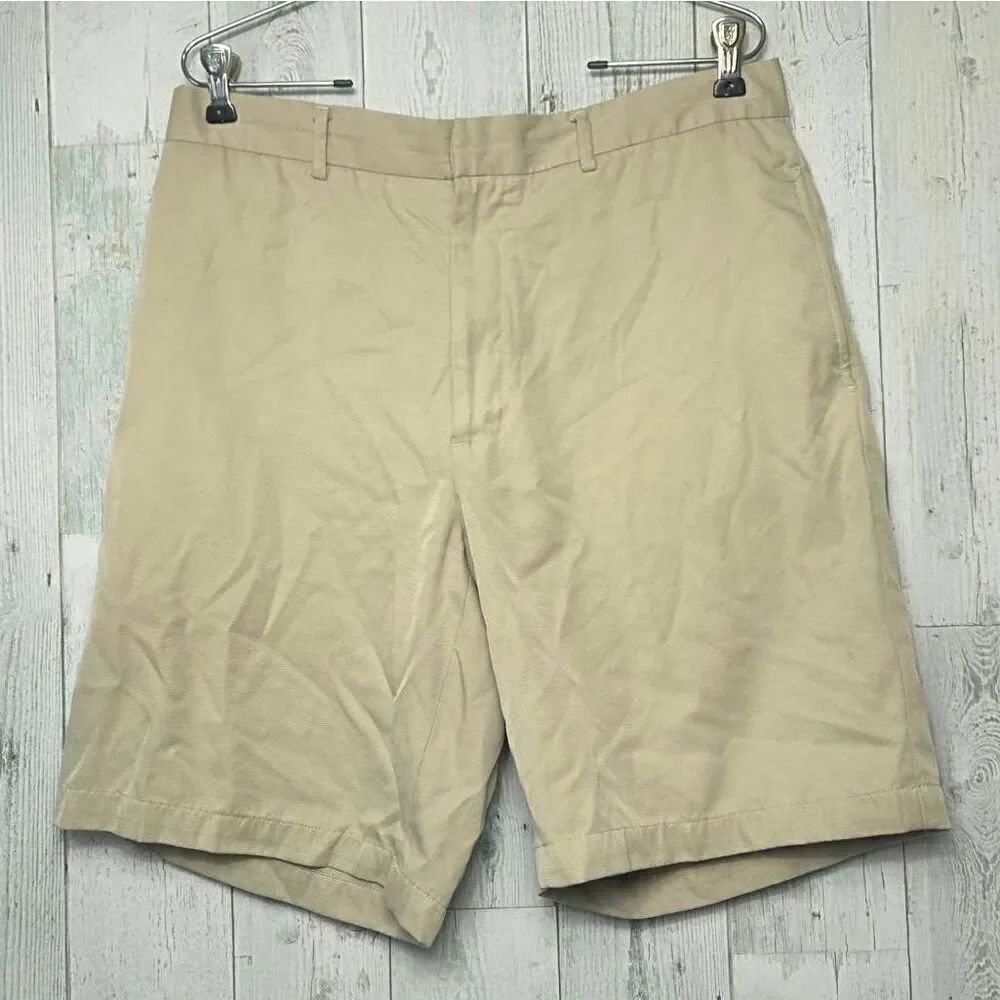 Greg Norman Men's Flat Front Khaki Beige Classic Golf Shorts Sz 34